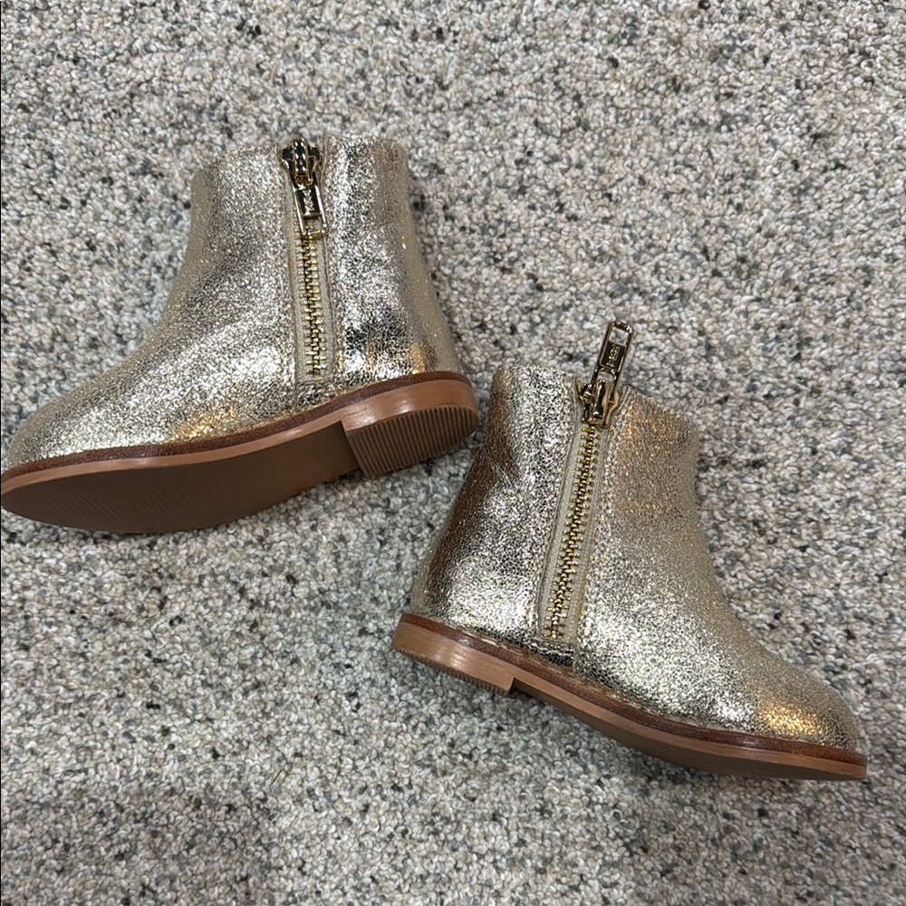 Janie and Jack Gold Glitter Side-Zip Ankle Boots